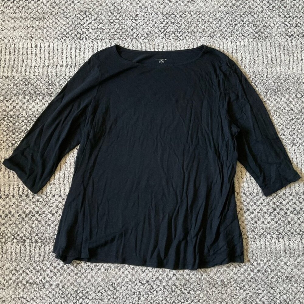 Eileen Fisher Slub Organic Linen 3/4 Sleeve Top